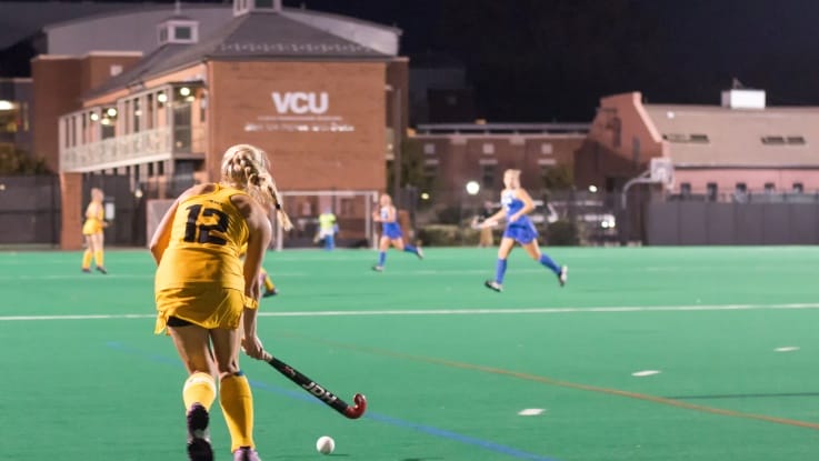 Junior defender Natalie Bohmke was selected to compete in the USA Field Hockey Young Women's National Championship this past summer. Photo by Eric Marquez.