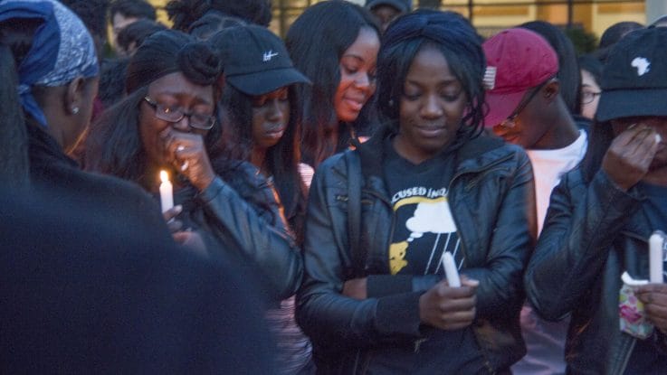 Vigil attendees shared about Kwarteng's "hard-working," "selfless" and "talented" characteristics, among others. Photo by Julie Tripp.