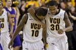 mbball_vs_nIowa_271 VCU juniors Darius Theus (left) and Troy Daniels (right) bask in the Rams win over Northern Iowa. (Chris Conway/CT)